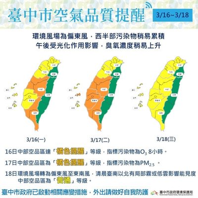 明、後兩日中部空品轉差疑慮 中市府持續執行應變措施